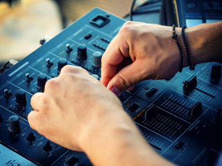Closeup of dj controller - selective focus © Netfalls