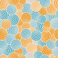 Funky style seamless pattern, orange and blue vector background.