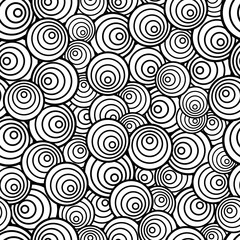 Black and white circles seamless pattern, vector background.