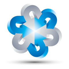 Arrows loop abstract 3d vector symbol, abstract icon.