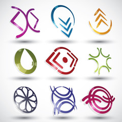 Abstract contemporary style icons, vector designs set, 3d round