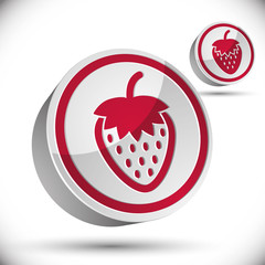 Strawberry 3d vector icon.