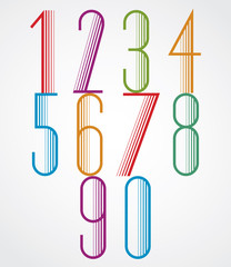 Elegant Tall Striped retro style numbers set.