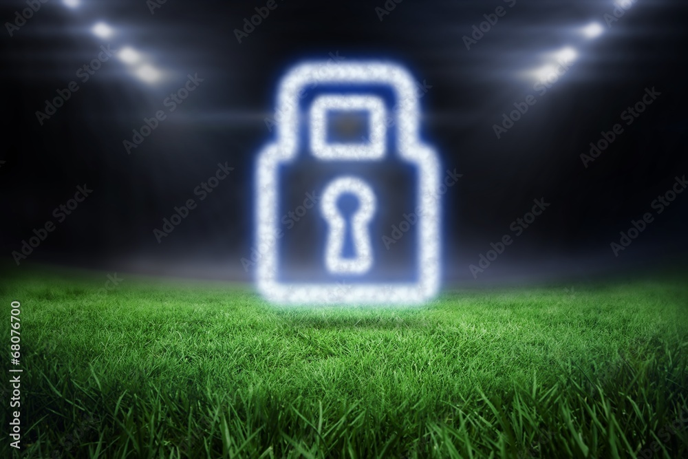 Poster composite image of cloud in shape of lock