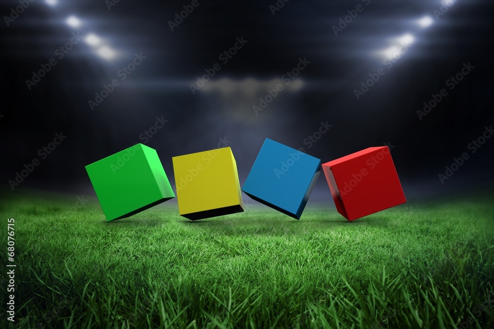 Poster Composite image of 3d colourful cubes in a row