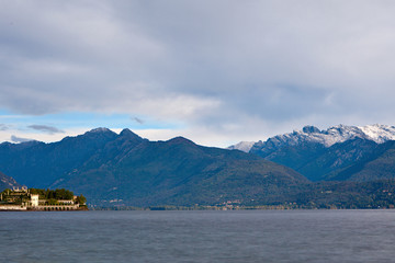 View over Lake Maggiore and Alps mountains
