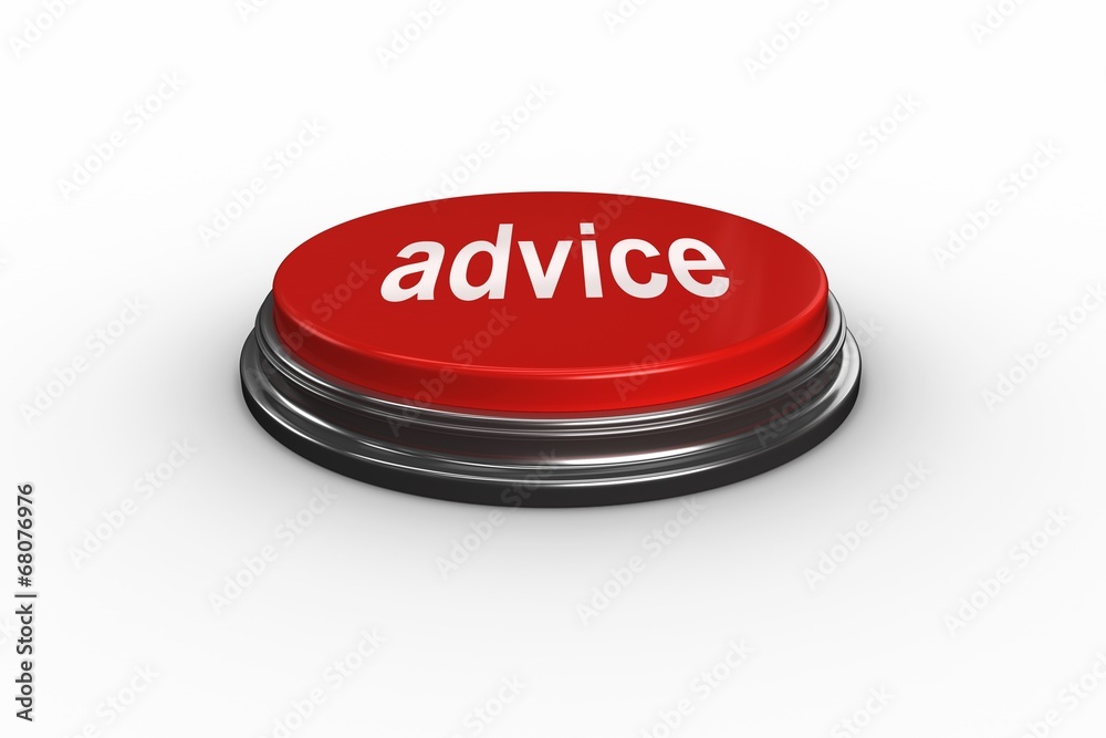 Poster Advice against digitally generated red push button