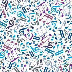 Musical notes seamless pattern.