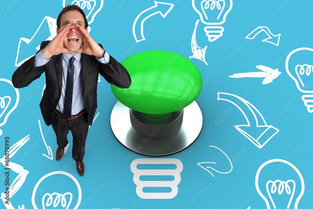 Poster composite image of shouting businessman