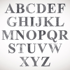 Hand drawn and sketched classic font.