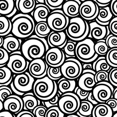 Black and white curls seamless pattern.