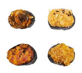 Sushi top view isolated