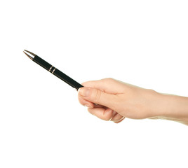 Female caucasian hand holding pen