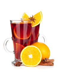 Christmas mulled wine with orange and spices