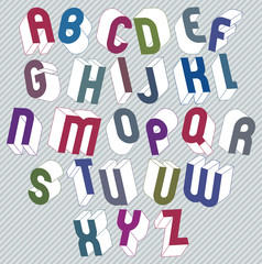 3d font with good style, simple bold letters alphabet.