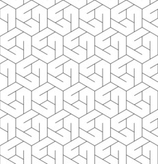 Black and white geometric seamless pattern with line and hexagon