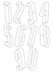 3d black and white tall numbers made with lines.