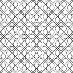 Naklejka premium Black and white geometric seamless pattern with line and round c