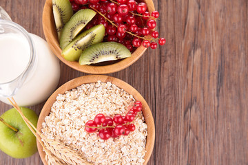 muesli with fruit and milk