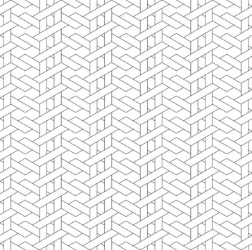 Black and white geometric seamless pattern with line and weave s