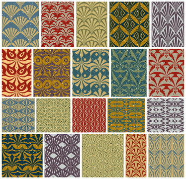 Vintage tiles seamless patterns.