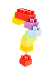Question mark made of toy bricks