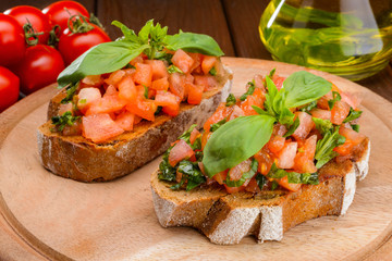 bruschetta with tomatoes and basil