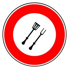 Ustensiles de barbecue dans un panneau de signalisation
