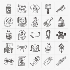 Fototapeta premium doodle pet icons set