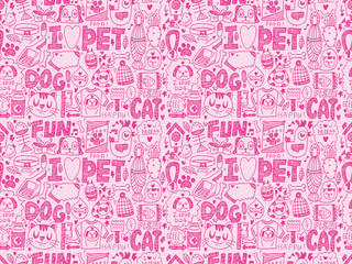 seamless doodle pet pattern
