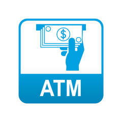 Etiqueta tipo app azul ATM