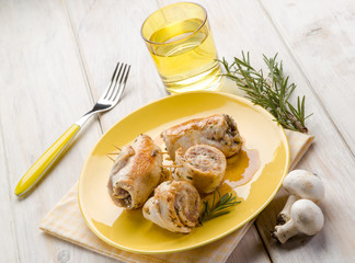 stuffed roll with mushrooms