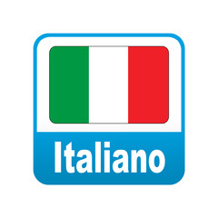 Etiqueta tipo app azul Italiano