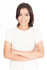 Fototapeta premium friendly smiling young woman portrait studio shot