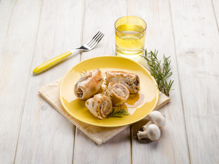 stuffed roll with mushrooms
