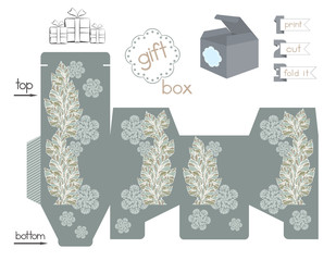 Printable Gift Box With Plant Pattern