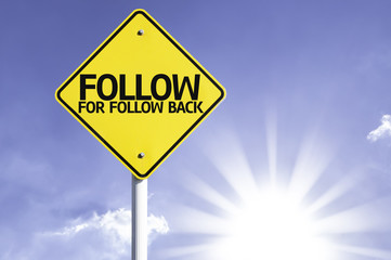 Follow, For Follow Back road sign with sun background