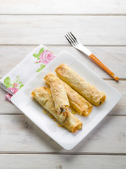 cannelloni with vegetables and fresh salmon