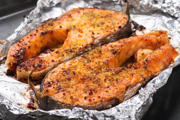 Trout baked in the oven