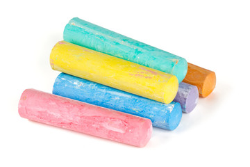 colorful chalks isolated on white