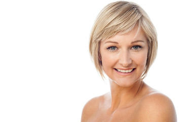 Smiling woman ready for make-up