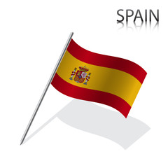 Realistic Spanish flag, vector illustration