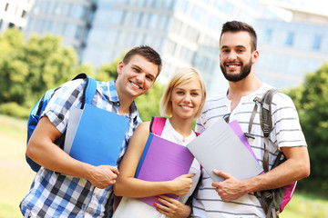 Joyful students hanging out in the park