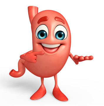 recommend clip art: Cartoon Character of stomach with pointing pose