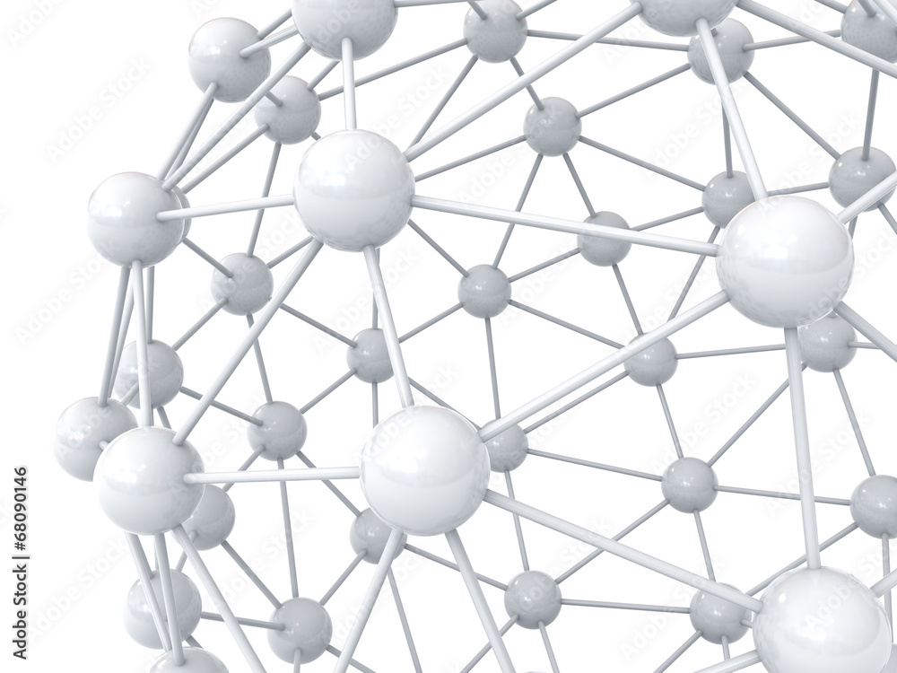 Aufkleber 3d white molecular structure geometry model over white