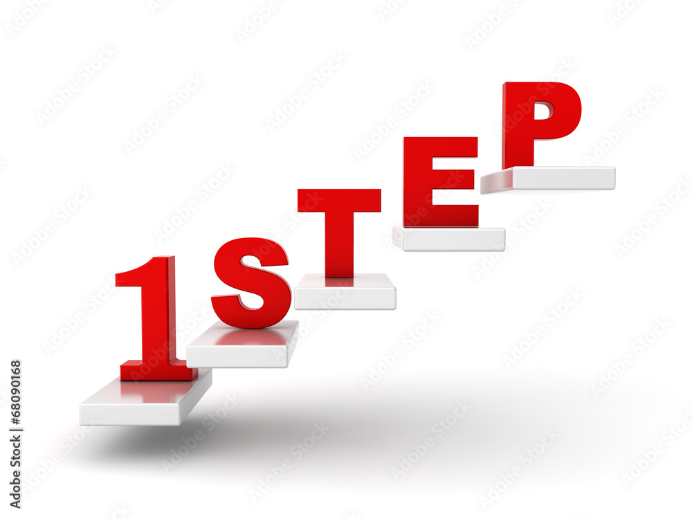 Poster first step abstract concept over white background