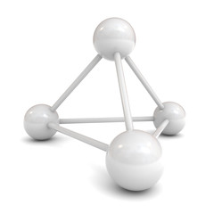 White 3d molecular structure model over white