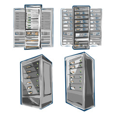 Server Rack. Sketch style Vector of Server Rack. Color scheme.
