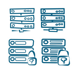 Server Icon. Sketch style Vector of Server Icon. Lines scheme.