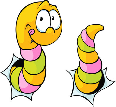 worm bite through - cute cartoon